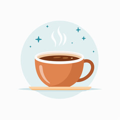 Obraz premium Warm Coffee Cup with Steam on Saucer.