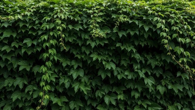 Lush Green Ivy Wall Covering A Textured Surface Outdoors.