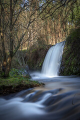 Forest waterfalls in the central region of Portugal, part of the water trails of the village of Olalhas - Tomar - Portugal