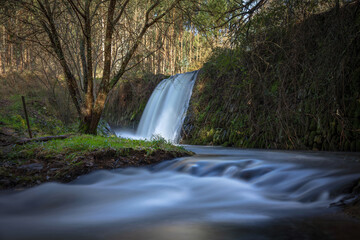 Forest waterfalls in the central region of Portugal, part of the water trails of the village of Olalhas - Tomar - Portugal