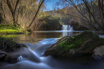 Forest waterfalls in the central region of Portugal, part of the water trails of the village of Olalhas - Tomar - Portugal