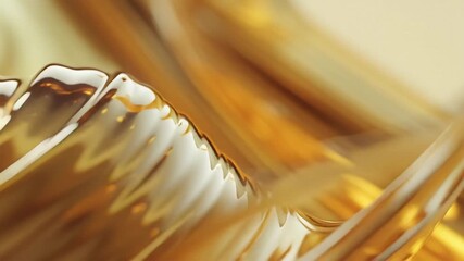 Abstract golden wave with smooth curves and glossy texture, creating a dynamic visual flow