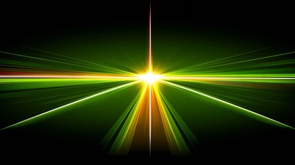 Bright abstract light explosion with radiating green and yellow streaks