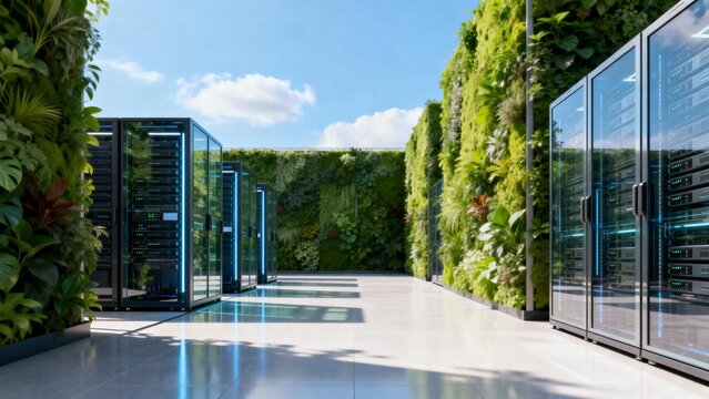 server room with green living walls - Powered by Adobe