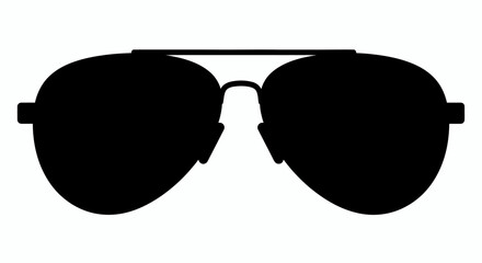 Black silhouette illustration of aviator sunglasses isolated on a white background.