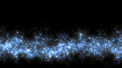 Abstract blue light particles sparkling in dark space