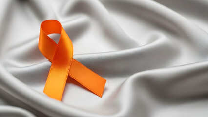 Orange Ribbon on White Fabric