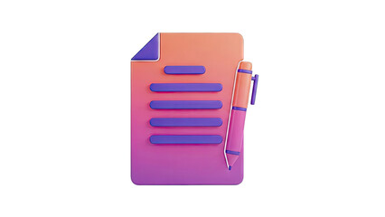 3D Icon: Document and Pen