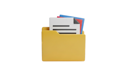 3D Icon of a Yellow Folder with Documents
