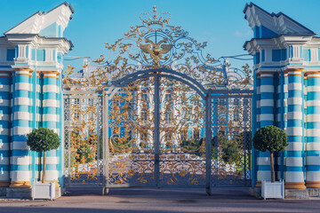Metal gate by Catherine palace in Tsarskoe Selo (Pushkin).