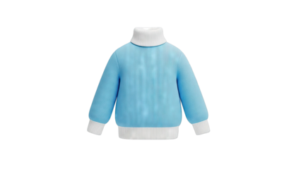 Light Blue Turtleneck Sweater with White Trim