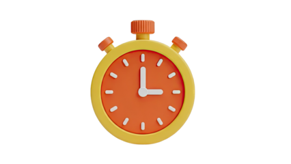3D Rendered Stopwatch with Orange Face and Yellow Bezel