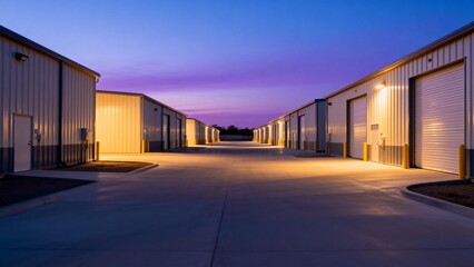 Storage units at dusk