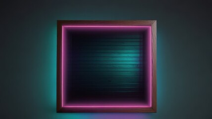 Vaporwave Letter Board Blank Sign with Neon Purple Pink Blue Glow on Matte Black Surface