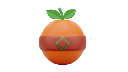 3D Orange with Brown Band and Green Diamond Detail