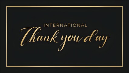 International Thank You Day Greeting on Luxury Black Background.