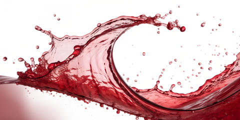 A wave of clear red wine in the air isolated on transparent background 