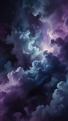 Swirling Nebula Clouds in Cosmic Twilight with Violet Blue and Silver Light Background