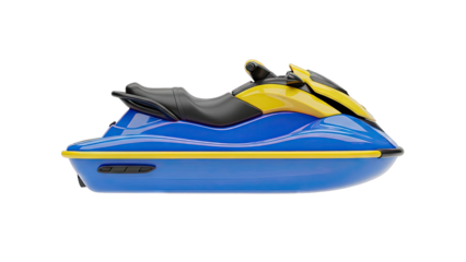 Blue and yellow jet ski