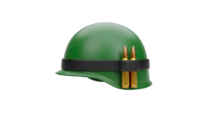 Green Military Helmet with Ammunition