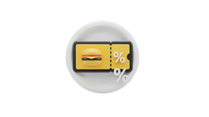 Burger Discount Coupon 3D Icon