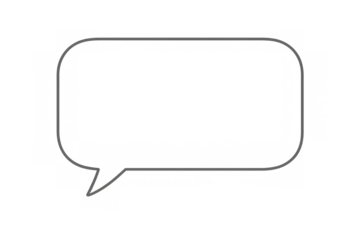 Empty speech bubble outline with rounded corners and pointer, transparent background for chat and message communication