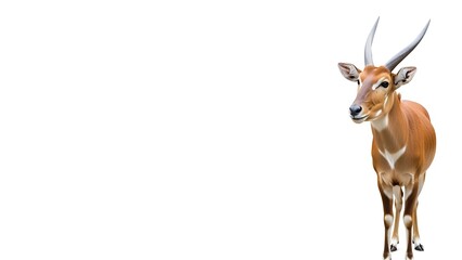 A Beautiful Brown Antelope Stands Proudly on a White Background.