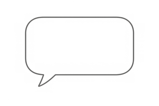 Empty speech bubble outline with rounded corners and pointer, transparent background for chat and message communication - Powered by Adobe