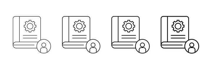Training Book Icons Vector Set In Different Stroke Line Style