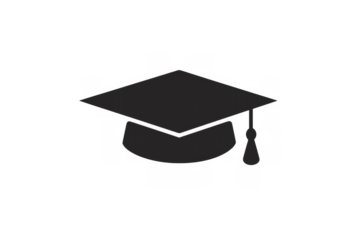 Graduation cap icon visualizing academic success, knowledge, and educational achievement, transparent background