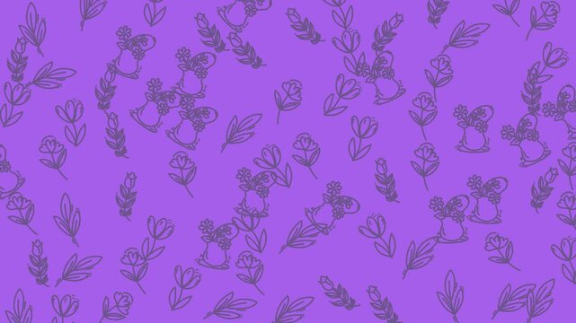 Purple backdrop featuring koala and flower doodles. Ideal for naturethemed designs, childrens book illustrations, and stationery products.
