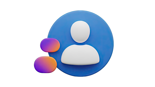 3D User Icon with Gradient Circles - Powered by Adobe