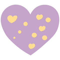 Polka dot heart in purple yellow great for Easter designs, kids&rsquo; projects, and playful pastel-themed illustrations.