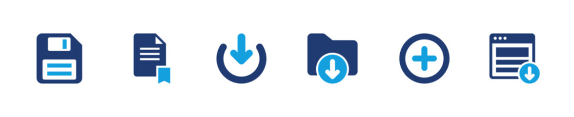 Download icon set. File cloud data image document receive. Solid icon collection.