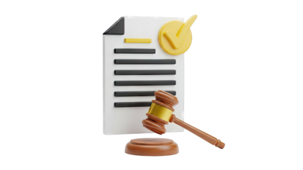 Legal Document Approved with Gavel and Checkmark