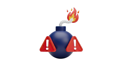 Bomb with Warning Signs and Fire