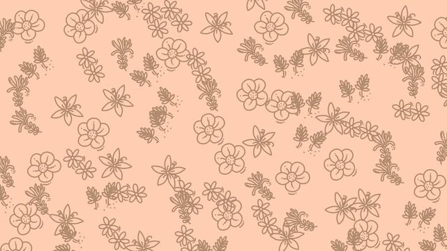 Repeating pattern of flowers and bees on tan background perfect for springthemed designs, naturethemed projects, and textile printing.