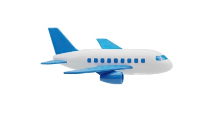 Cartoon Airplane with Blue Accents
