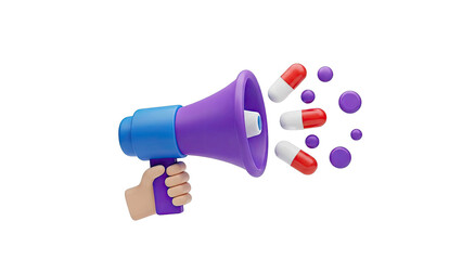 Megaphone Announcing Pills and Medicine