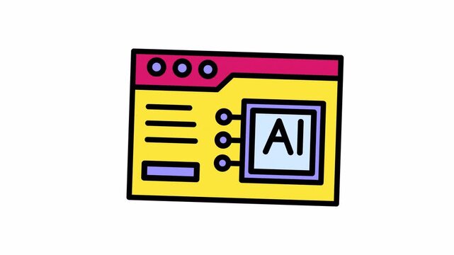 Colorful Cartoon AI Software Interface Icon on White Background - Simple Artificial Intelligence Program Window Graphic