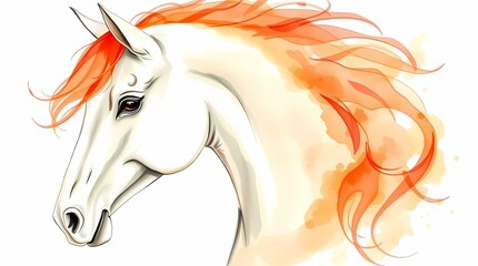 white horse isolated on white