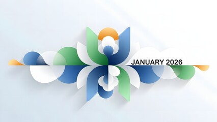 Vibrant abstract layered design in a modern paper-cut style, symbolizing future planning, growth, and the onset of new beginnings with a symmetrical, organic aesthetic