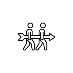 Two figures pulling in opposite directions with an arrow symbol