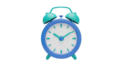 Blue and Teal 3D Rendered Alarm Clock