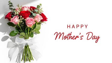 Fototapeta premium Happy mother's day bouquet of roses and carnations