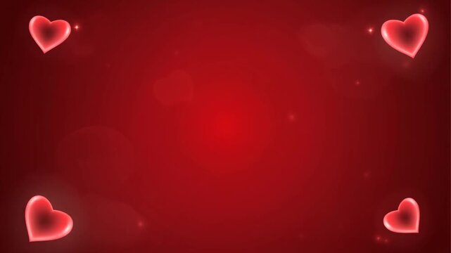 Romantic Heart Theme Video With Red Background.