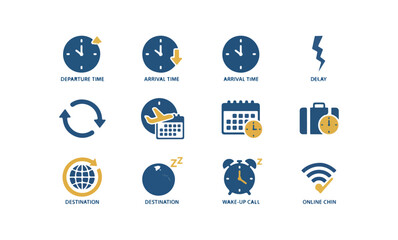 Fototapeta premium Abstract icon set flat design elements on dark background