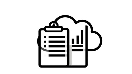 Cloud storage with checklist and bar chart