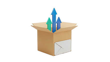 Cardboard Box with Growing Arrows