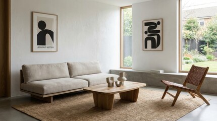 Modern Minimalist Living Room with Natural Elements